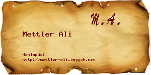 Mettler Ali névjegykártya